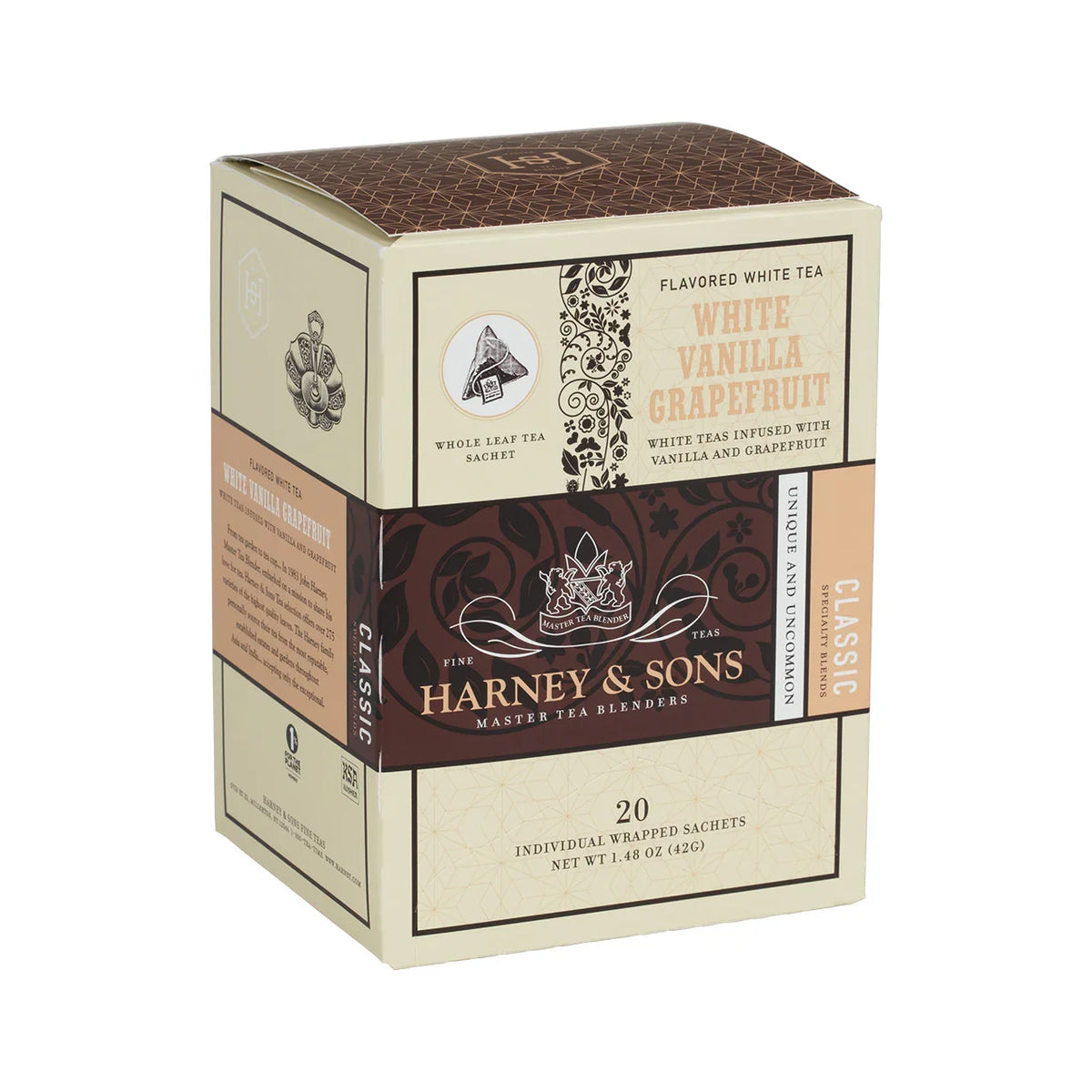 White Vanilla Grapefruit, Box of 20 Individually Wrapped Sachets